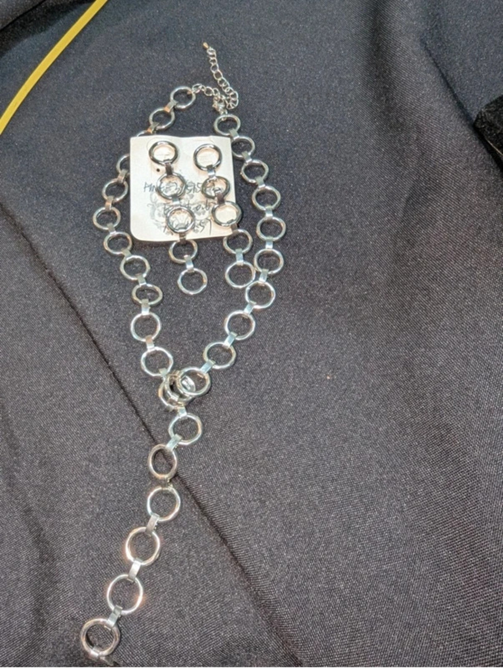 Silver Tone Circle Earrings and Necklace Set